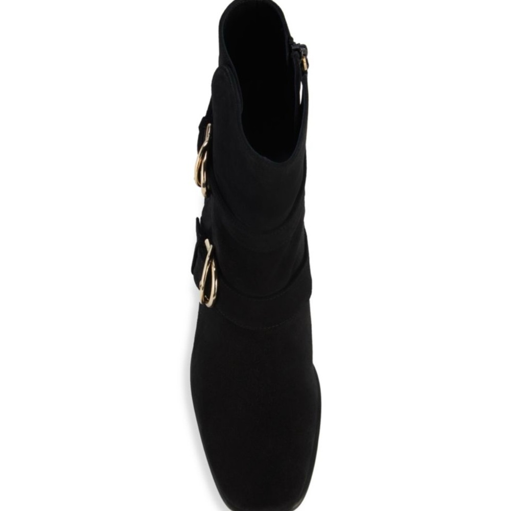 Stuart Weitzman Britain Suede Boots Black and Gold - Picture 3 of 11